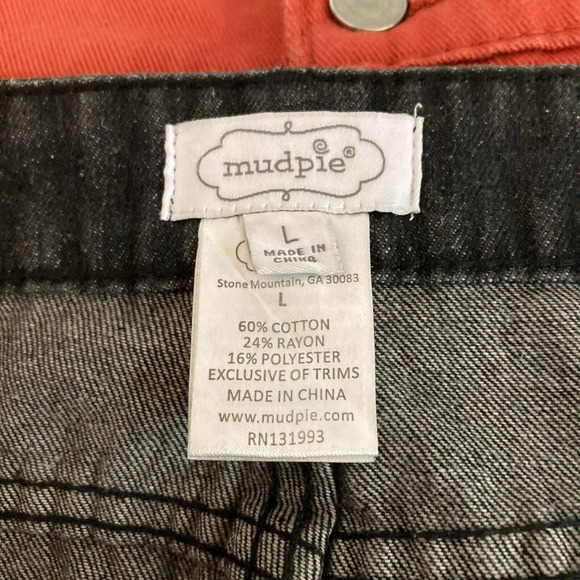 Mudpie Skirt Womens Sz L Black Denim Jean Button Front Frayed Hem Mini‎ - Picture 6 of 9